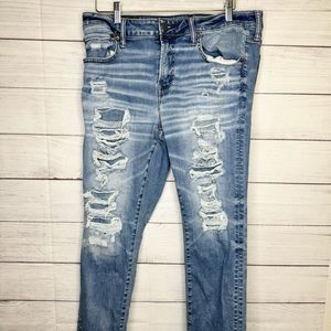 American eagle blue ripped skinny jeans size 36